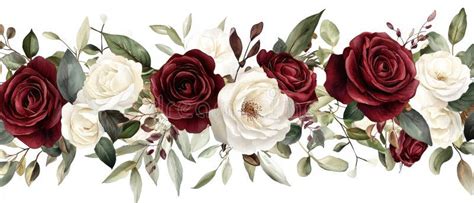 Printable High Resolution Burgundy Floral Border