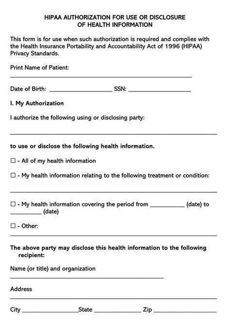 Printable Hipaa Form