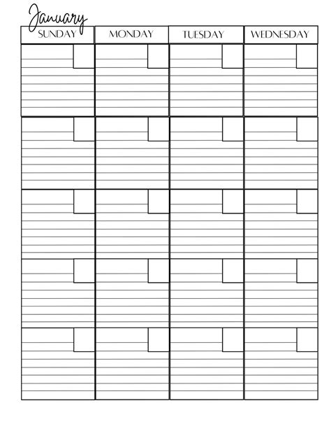 Printable Lined Calendar