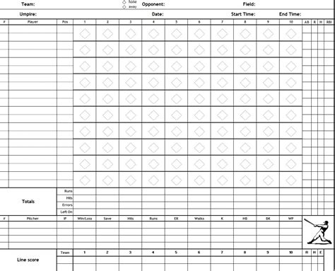 Printable Little League Baseball Score Sheet