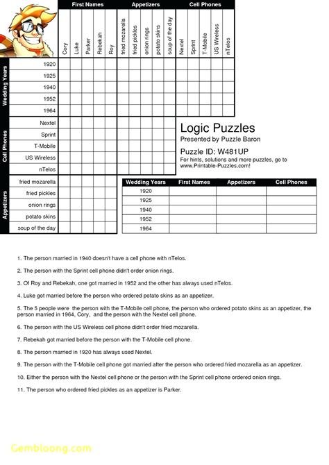 Printable Logic Problems