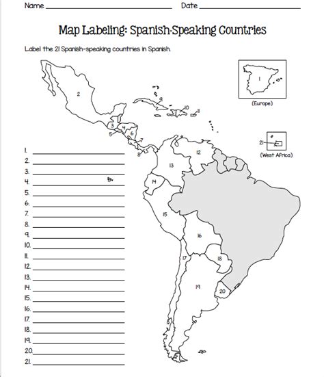 Printable Map Of Spanish Speaking Countries