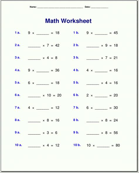 Printable Math Pages For 4th Graders