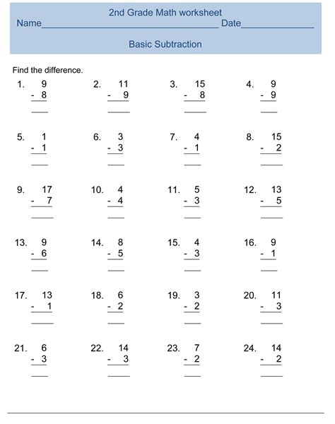 Printable Math Sheets For 2nd Graders