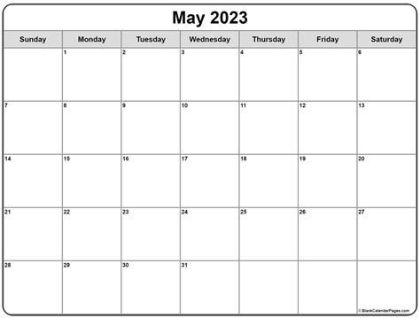 Printable May Calendar