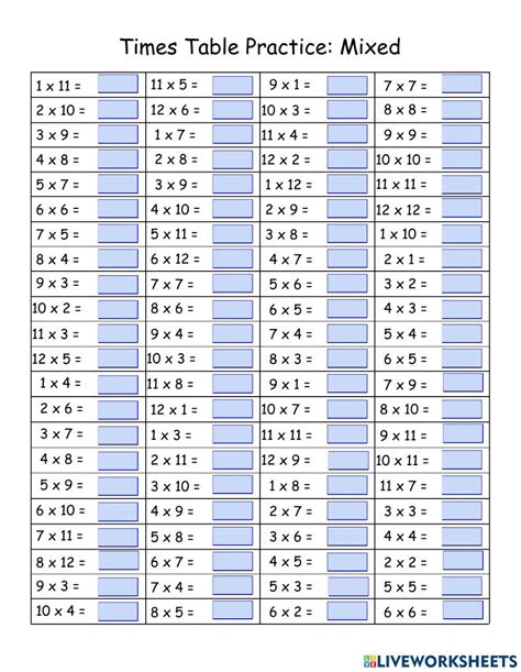 Printable Mixed Times Tables Worksheets 112