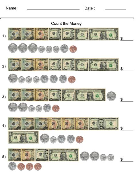Printable Money Sheets