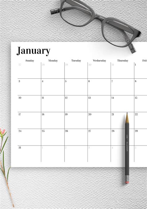 Printable Monthly Calendar