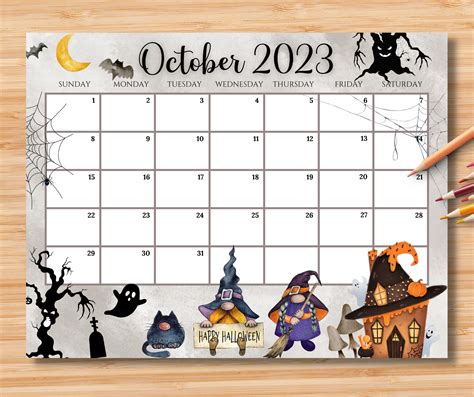 Printable Monthly Calendar October