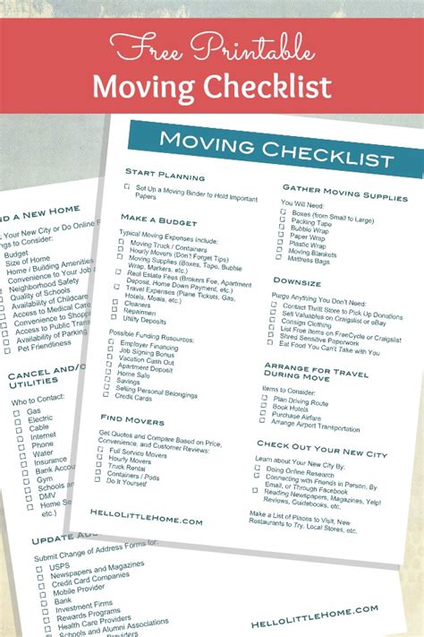 Printable Moving Checklist