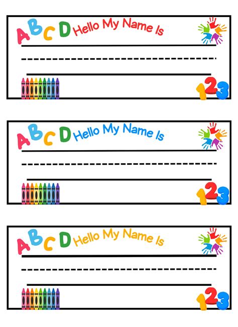 Printable Name Tags For Preschool