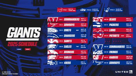Printable New York Giants Schedule