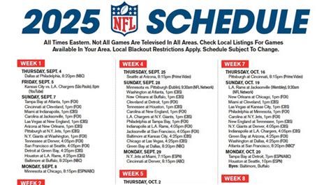 Printable Nfl Full Season Schedule