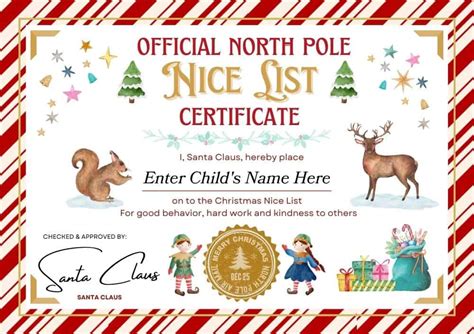 Printable Nice List Certificate Free