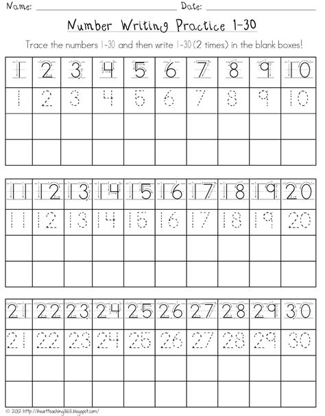 Printable Number Writing Worksheets