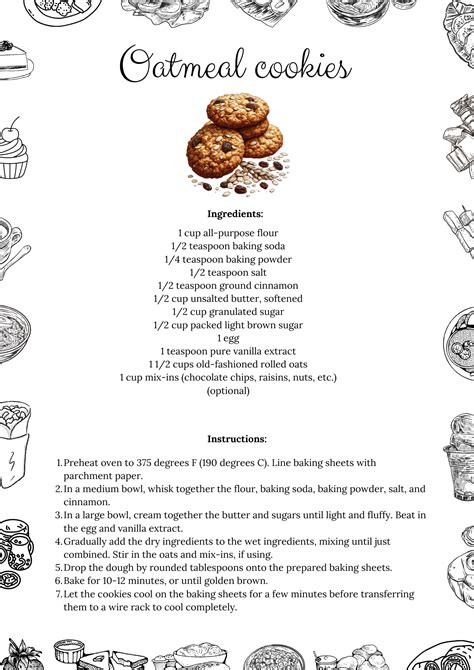 Printable Oatmeal Cookie Recipe