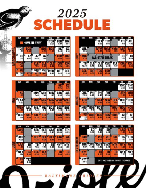 Printable Orioles Promotional Schedule