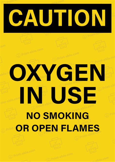 Printable Oxygen In Use Sign