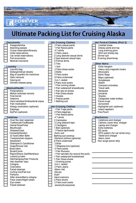 Printable Packing List For Alaska Cruise