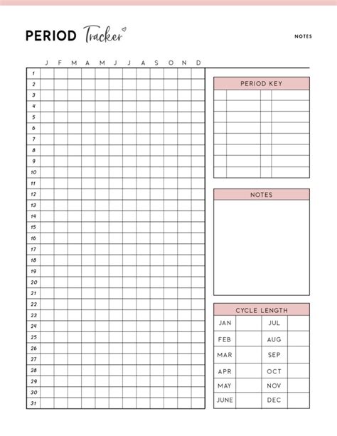 Printable Period Tracker