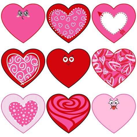 Printable Pink And Red Hearts