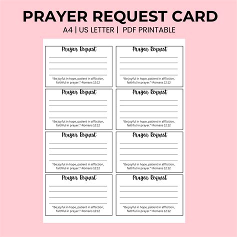 Printable Prayer Request Cards