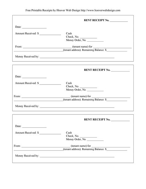 Printable Rent Receipts Free