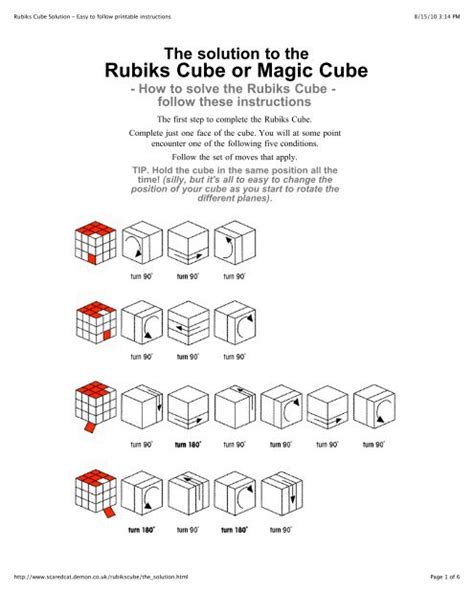 Printable Rubik's Cube Instructions