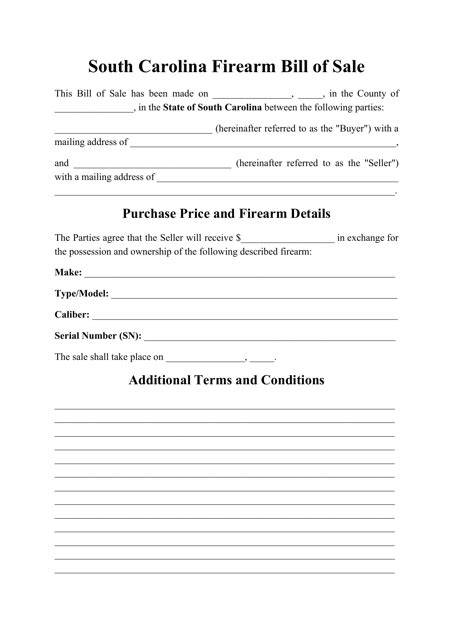 Printable Sc Firearm Bill Of Sale