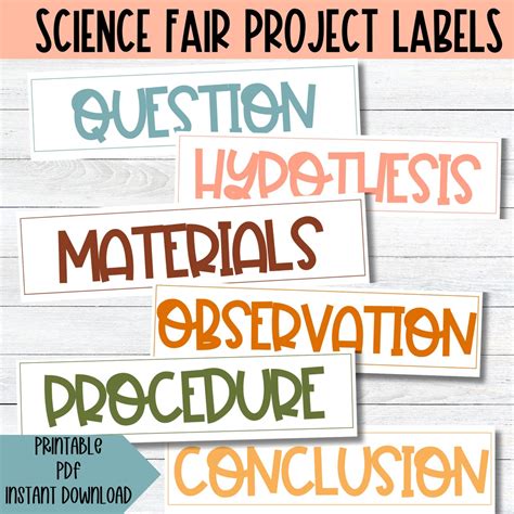 Printable Science Fair Project Labels