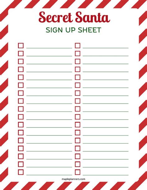 Printable Secret Santa Sheet