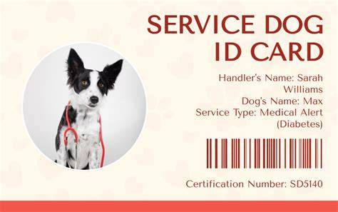 Printable Service Dog Id Card Template Free Download