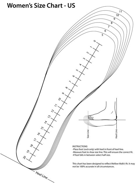 Printable Shoe Size Chart For Women