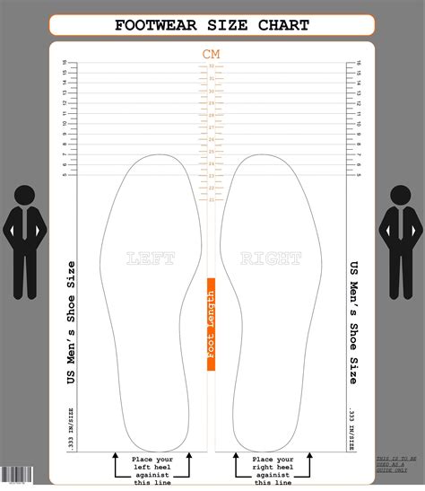 Printable Shoe Size Chart Men's