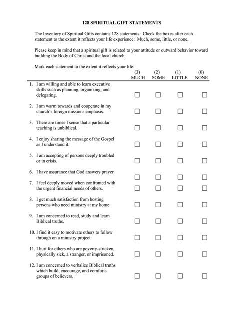 Printable Spiritual Gifts Test
