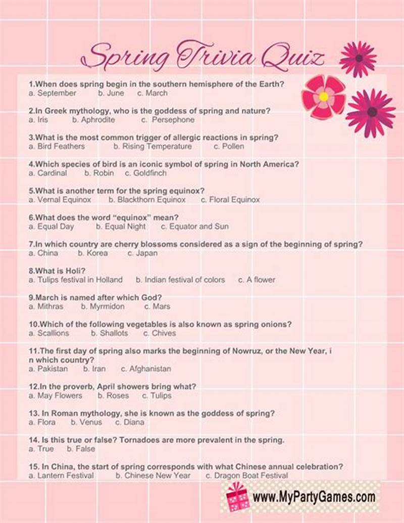 Printable Spring Trivia Questions And Answers