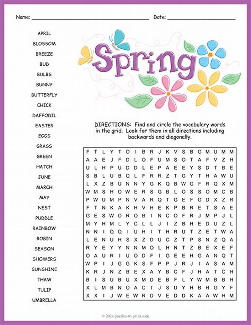Printable Spring Word Puzzles