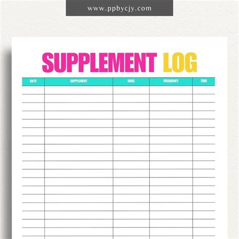 Printable Supplement Intake