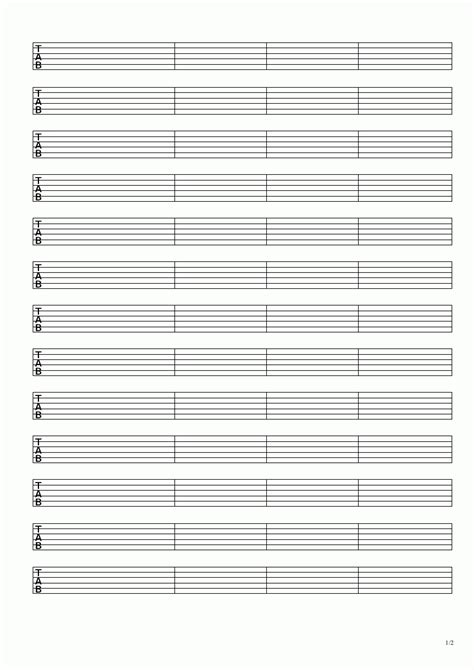 Printable Tablature Paper