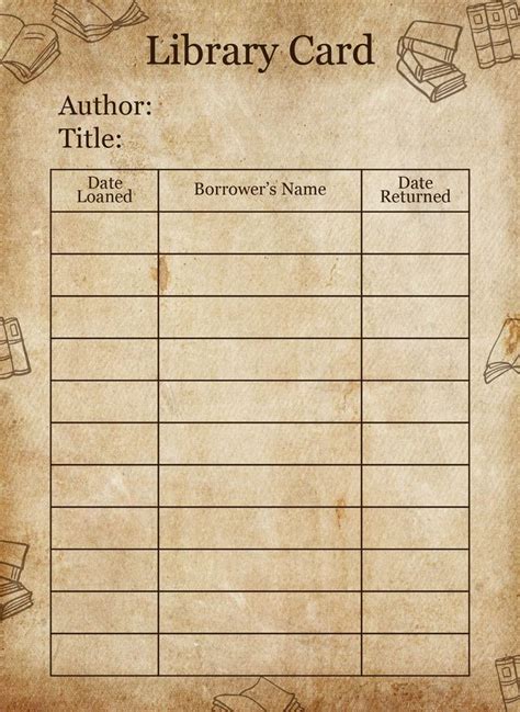 Printable Vintage Library Cards