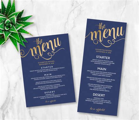 Printable Wedding Menu