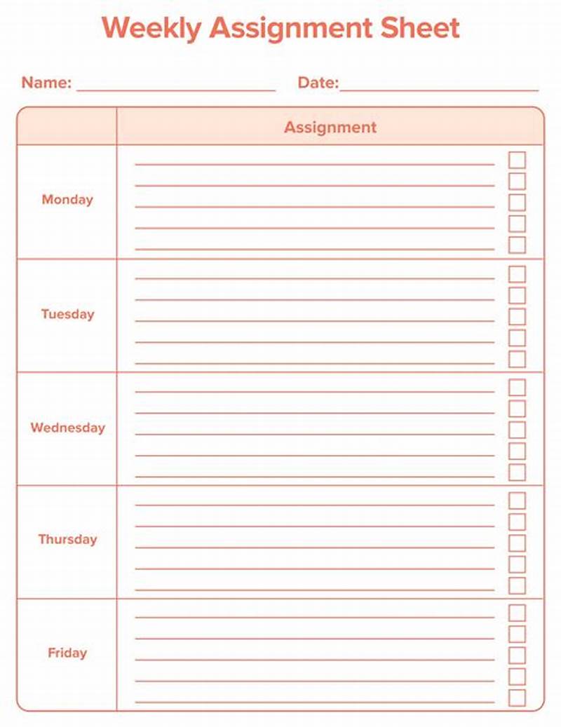 Printable Weekly Assignment Sheets For Students