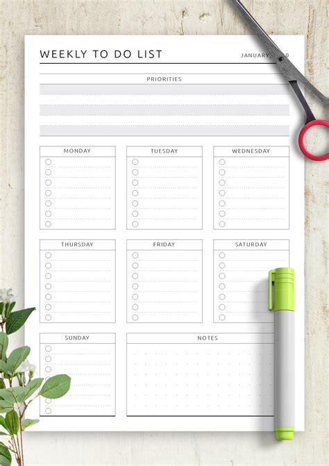 Printable Weekly To Do List