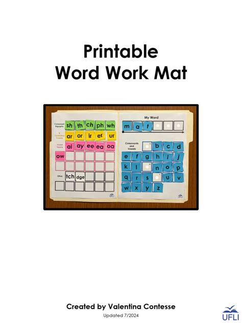 Printable Word Work Mat