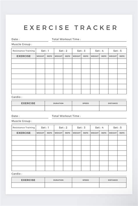 Printable Workout Tracker Template