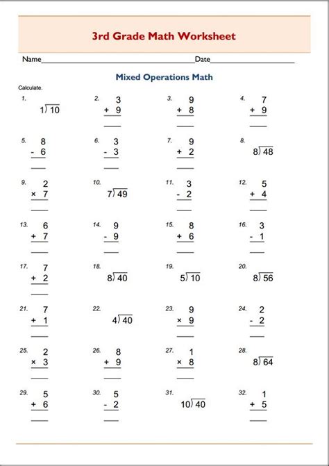 Printable Worksheets For 3rd Graders
