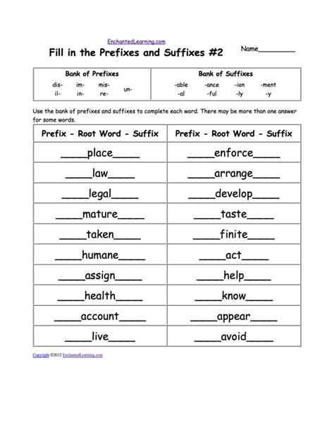 Printable Worksheets On Prefixes And Suffixes For 5th Grade
