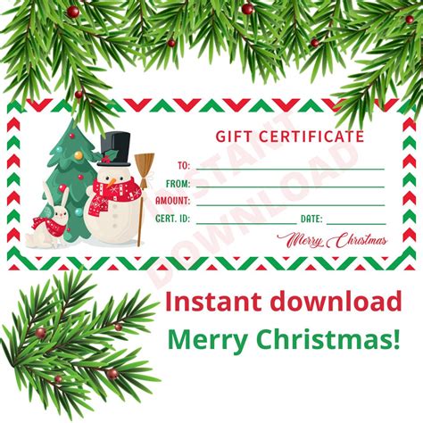 Printable Xmas Gift Certificates