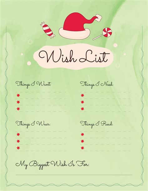Printable Xmas Wish List