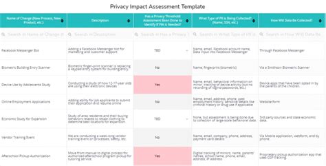 Privacy Assessment Template